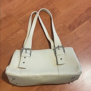 Elegant Cream Leather Shoulder Bag Cuoieria Fiorentina